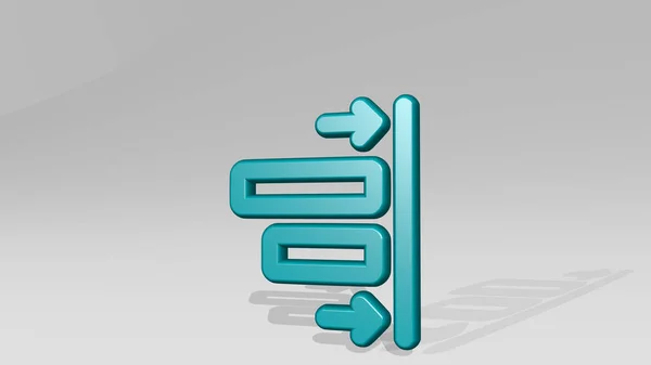 ALIGN RIGHT MOVE 3D icon casting shadow, 3D illustration for background and alignment