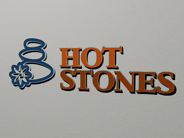 Иконка Текст Hot Stones Стене Иллюстрация Фона Кофе — стоковое фото