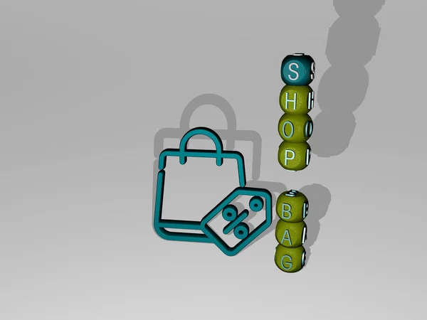 Shop Bag Text Icon Illustration Background Business — Stock Photo, Image