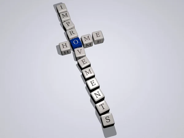 Home Verbeteringen Kruiswoordraadsel Door Kubieke Dobbelstenen Letters Illustratie Voor Achtergrond — Stockfoto