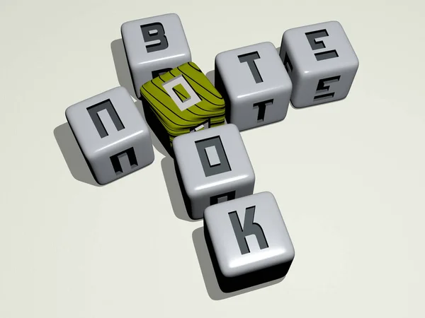 ご注意 立方ダイス文字によるブッククロスワード ビジネスと背景のための3Dイラスト — ストック写真