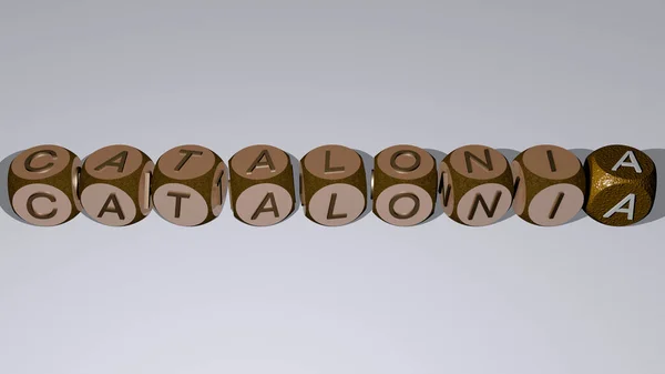 Combination Catalonia Built Cubic Letters Top Perspective Excellent Concept Presentation — Stock Photo, Image