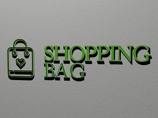 Ikona Shopping Bag Text Zdi Ilustrace Pro Pozadí Podnikání — Stock fotografie