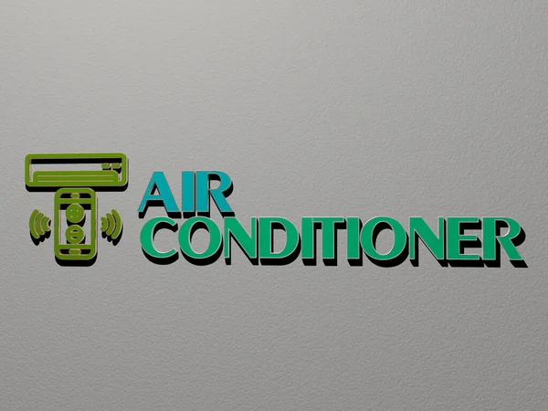 Imagem Gráfica Air Conditioner Verticalmente Juntamente Com Texto Construído Por — Fotografia de Stock