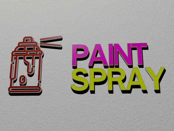 Grafický Obraz Paint Spray Svisle Spolu Textem Sestaveným Kovovými Krychlovými — Stock fotografie