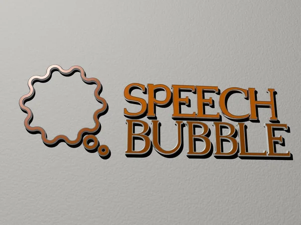 Speech Buble Simgesi Duvarda Metin Arkaplan Çizgi Film Için Illüstrasyon — Stok fotoğraf