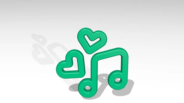 Love Song Icoon Werpen Schaduw Illustratie Voor Achtergrond Hart — Stockfoto