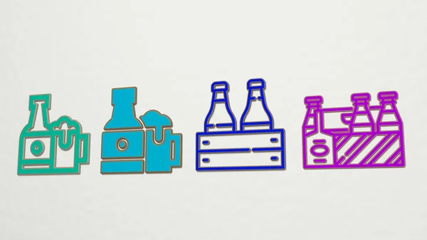 Пиво Иконки Иллюстрация Алкоголя Фона — стоковое фото