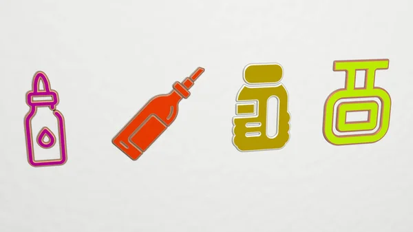 Oil Bottle Icon Set Illustration — 스톡 사진