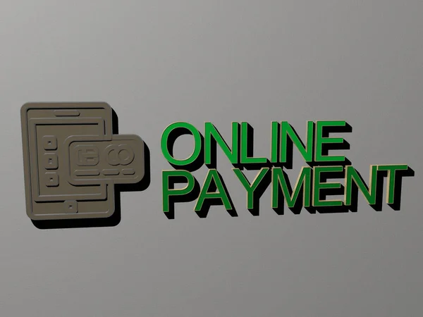 Online Payment Icon Text Wall Illustration Business Concept — Stock Photo, Image