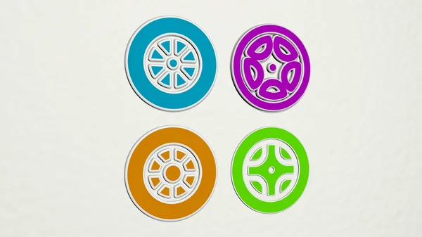 Rim Colorful Set Icons Illustration Canyon Grand — Stock Photo, Image