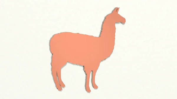ラマ3D図面のアイコン 動物やアルパカのための3Dイラスト — ストック写真