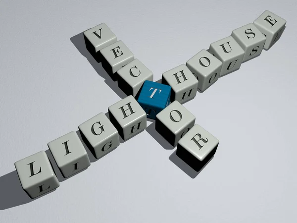 Vuurtoren Vector Kruiswoordraadsel Door Kubieke Dobbelstenen Letters Illustratie Voor Kust — Stockfoto
