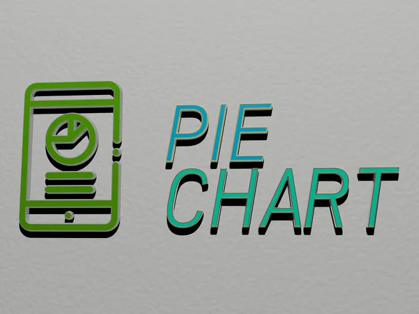 Representación Pie Chart Con Icono Pared Texto Dispuesto Por Letras — Foto de Stock