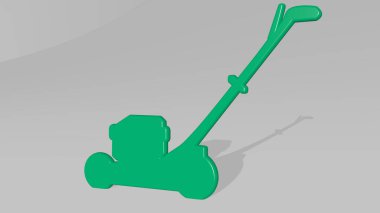 CRANE MACHINE 3D simge döküm gölge, inşa ve inşa için 3D illüstrasyon