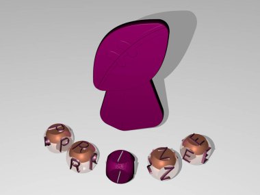 Ödül ve arkaplan için 3B simge, 3D illüstrasyon çevresindeki ödüllü kübik harflerin ödül yuvarlak metni