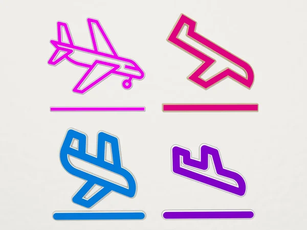 Arrival Icons Set Illustration Airport Airplane — Stock Photo, Image