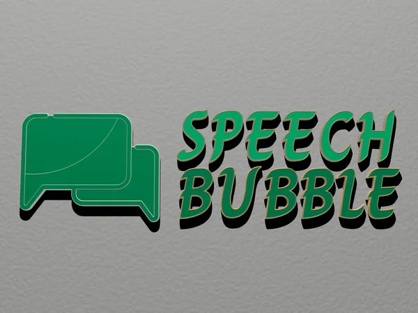 Speech Bubble Εικονίδιο Και Κείμενο Στον Τοίχο Εικονογράφηση Για Φόντο — Φωτογραφία Αρχείου