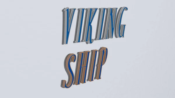 Viking Ship Tekst Muur Illustratie Voor Oude Achtergrond — Stockfoto