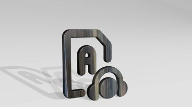 Ses kitabı sınavı zeminde duran bir 3D simge, arkaplan ve müzik için 3D illüstrasyon