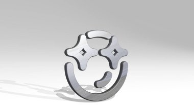 Zeminde duran SMILEY Bright ALTERNATE 3D simgesi, yüz ve ifade için 3D illüstrasyon