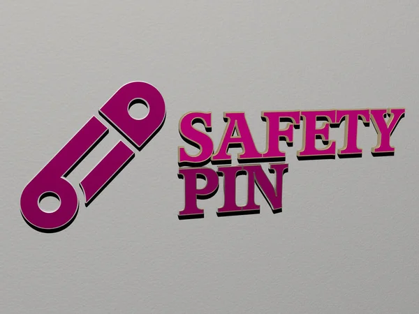 Sicherheit Pin Symbol Und Text Der Wand Illustration Für Hintergrund — Stockfoto