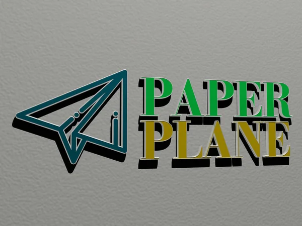 Ilustración Gráficos Paper Plane Texto Realizado Por Letras Dados Metálicos — Foto de Stock