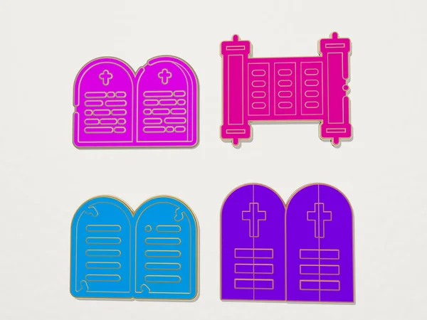 Commandment Icons Set Illustration Bible Christian — Stock Photo, Image