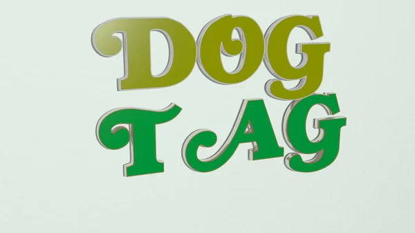 Hund Tag Text Väggen Illustration För Djur Och Söt — Stockfoto