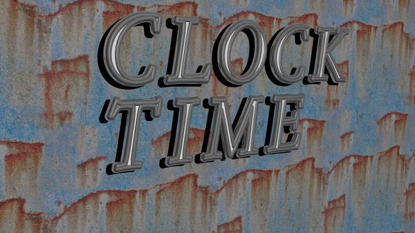 Reloj Texto Pared Texturizada Ilustración Para Fondo Alarma —  Fotos de Stock