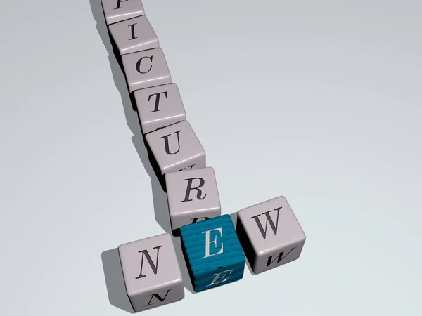 Новый Кроссворд Кубическим Буквам Иллюстрация — стоковое фото