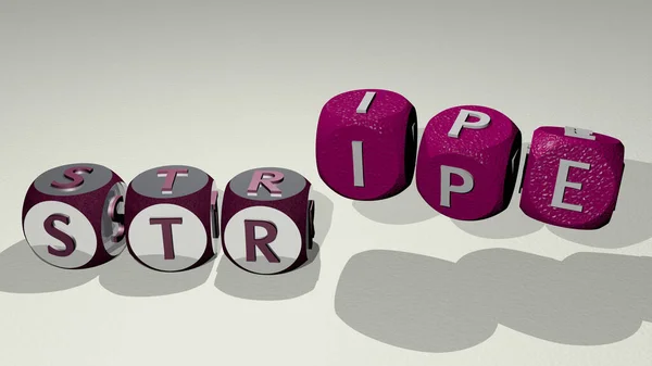 Stripe文字的舞蹈骰子字母 3D插图背景和摘要 — 图库照片