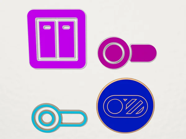 Switch Set Icone Illustrazione — Foto Stock