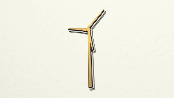 Иконка Рисунка Wind Turbine Иллюстрация Фона Флага — стоковое фото