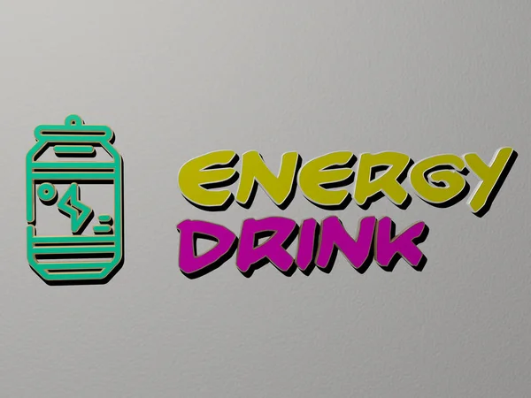 Ilustração Energy Drink Gráficos Texto Feito Por Letras Dados Metálicos — Fotografia de Stock