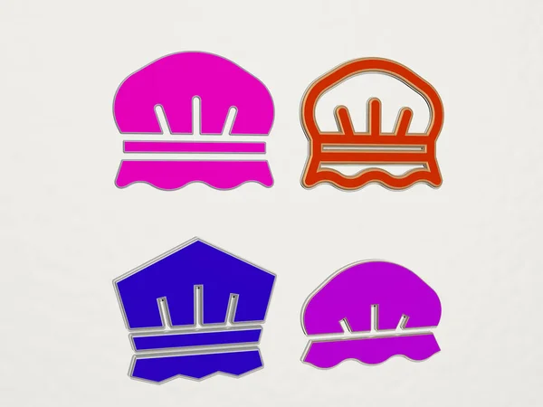 Shower Cap Conjunto Iconos Ilustración —  Fotos de Stock