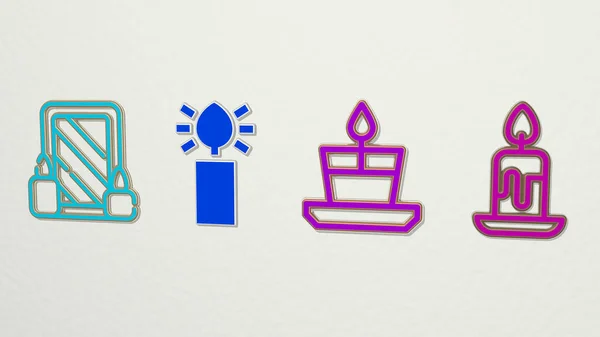Conjunto Iconos Candle Ilustración Para Fondo Celebración —  Fotos de Stock