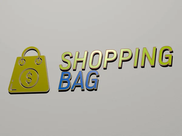 Illustrazione Della Grafica Shopping Bag Del Testo Realizzato Con Lettere — Foto Stock