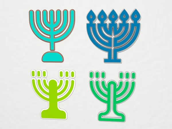 Menorah Iconen Set Illustratie Voor Hanukkah Jood — Stockfoto