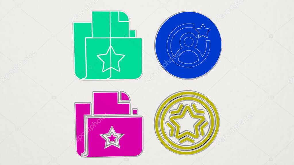 favorites colorful set of icons, 3D illustration for button and add