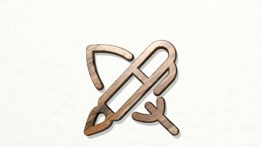 Duvarda KONUŞTURMA PEN 3D simge, arkaplan ve konsept için 3D illüstrasyon