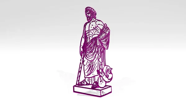 Greek Statue Symbol Das Schatten Wirft Illustration Für Griechenland Und — Stockfoto