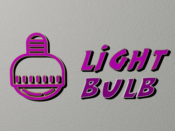 Ícone Light Bulb Texto Parede Ilustração Para Fundo Resumo — Fotografia de Stock