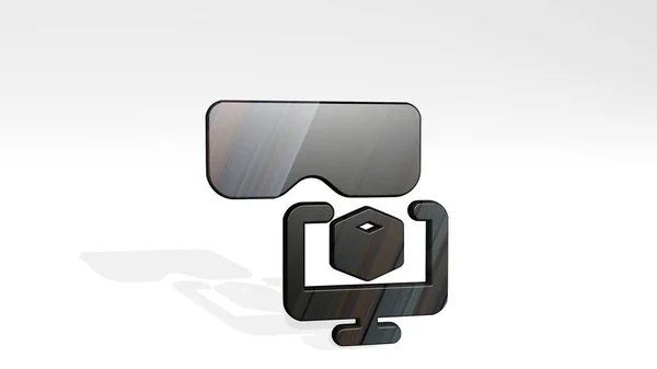 Monitor Box Ikona Stojąca Podłodze Ilustracja Dla Wirtualnej Rzeczywistości — Zdjęcie stockowe