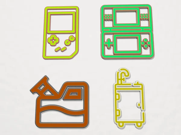 Portable Icons Set Illustration Für Hintergrund Und Computer — Stockfoto