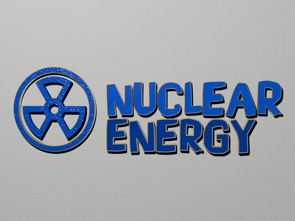 Nuclear Energy Icoon Tekst Muur Illustratie Voor Kracht Achtergrond — Stockfoto