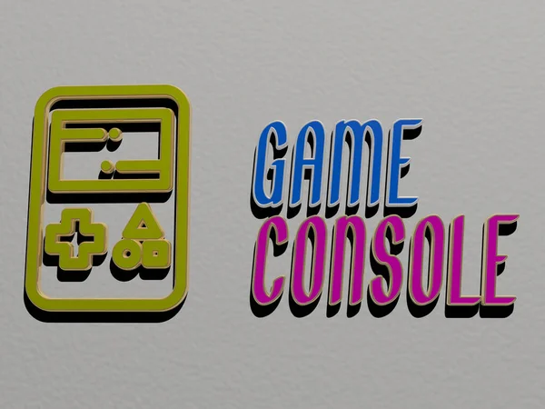 Иллюстрация Графики Game Console Текста Металлических Букв Кубиков Соответствующих Значений — стоковое фото