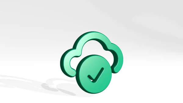 Cloud Check Sombra Fundición Iconos Ilustración Para Fondo Azul — Foto de Stock