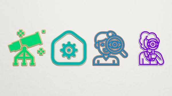 Beobachtung Icons Set Illustration Für Ansicht Und Deck — Stockfoto