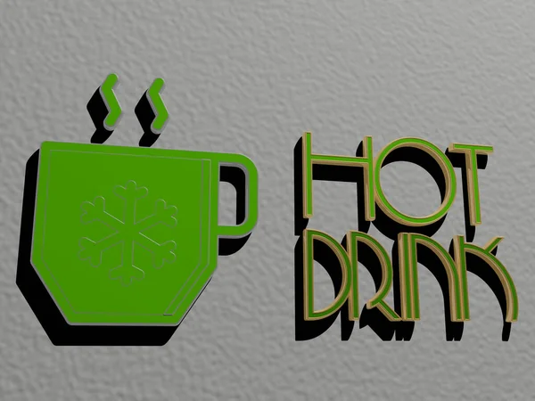 Ikona Gorącego Napoju Tekst Ścianie Ilustracja Tła Kawy — Zdjęcie stockowe